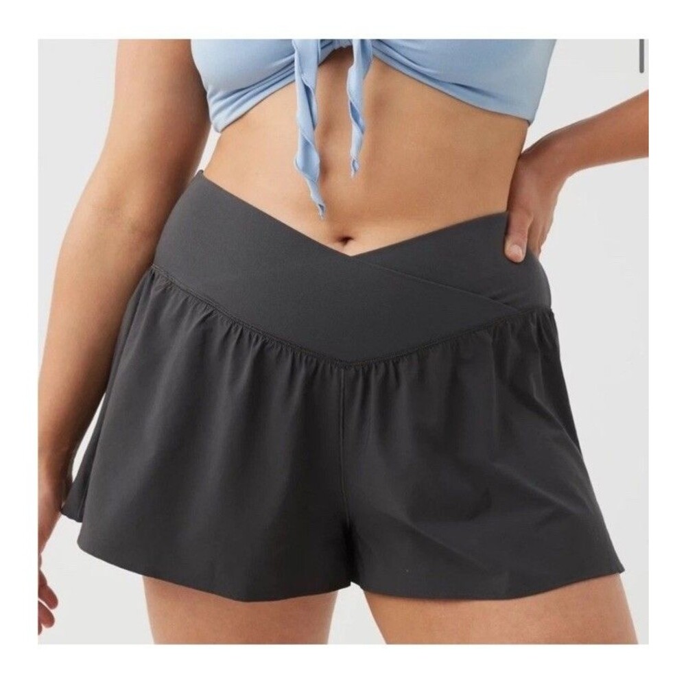 OFFLINE by Aerie Real Me Crossover Flowy Shorts Dark Gray Women Size XL